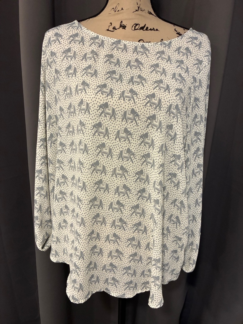 MIX White Blouse with Elephant Print